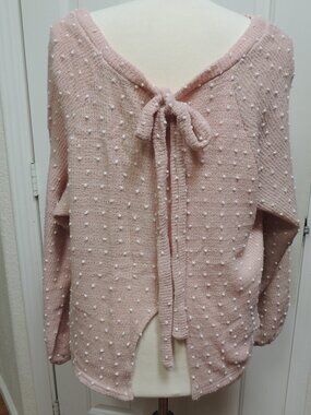 Pink Blu Pepper Sweater Bow Back Pullover Sweet Detail Large